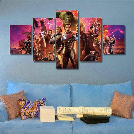 Avengers Full 02 - Dc 5 Panel Canvas Art Wall Decor Avengers Full 02 - Dc 5 Panel Canvas Art Wall Decor