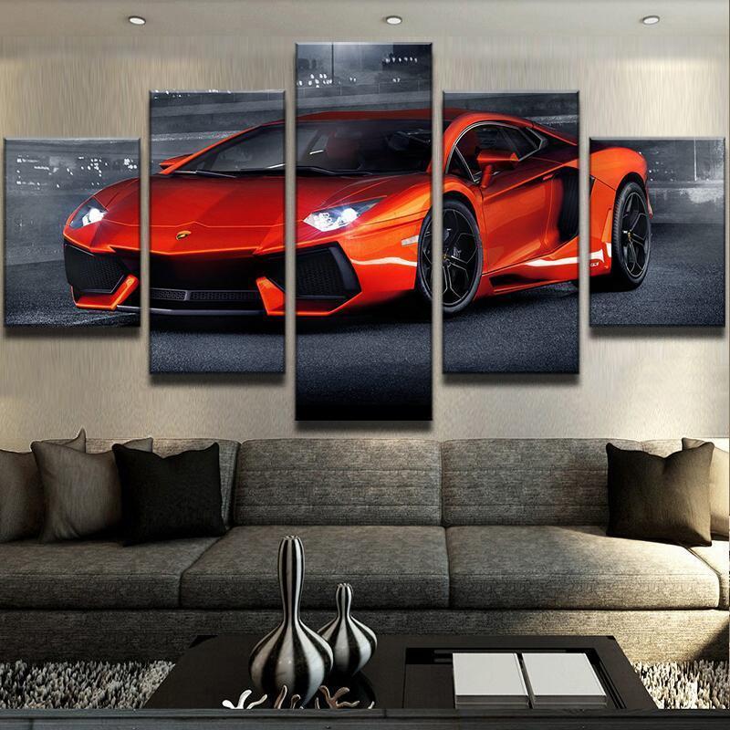 Aventador Lambo Car - Automative 5 Panel Canvas Art Wall Decor Aventador Lambo Car - Automative 5 Panel Canvas Art Wall Decor