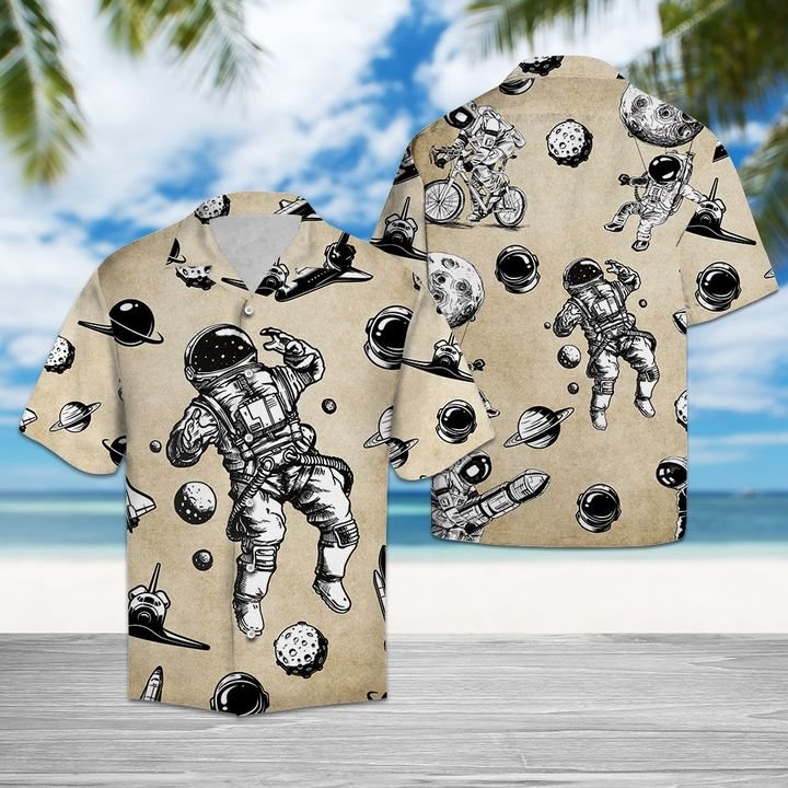 Awesome Astronaut Hawaiian Shirt Summer Button Up Awesome Astronaut Hawaiian Shirt Summer Button Up