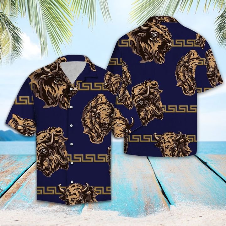 Awesome Bison Hawaiian Shirt Summer Button Up Awesome Bison Hawaiian Shirt Summer Button Up