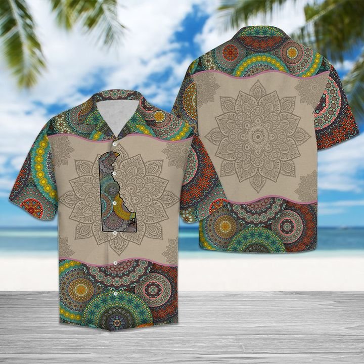 Awesome Delaware Mandala Hawaiian Shirt Summer Button Up Awesome Delaware Mandala Hawaiian Shirt Summer Button Up