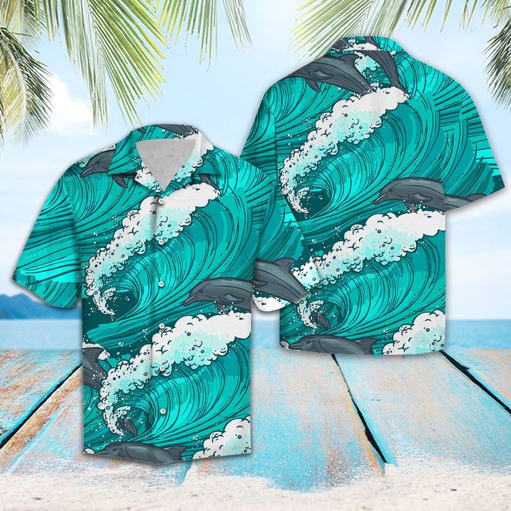 Awesome Dolphin Hawaiian Shirt Summer Button Up Awesome Dolphin Hawaiian Shirt Summer Button Up