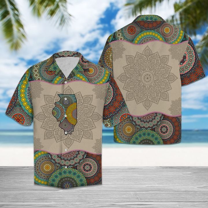 Awesome Illinois Mandala Hawaiian Shirt Summer Button Up Awesome Illinois Mandala Hawaiian Shirt Summer Button Up