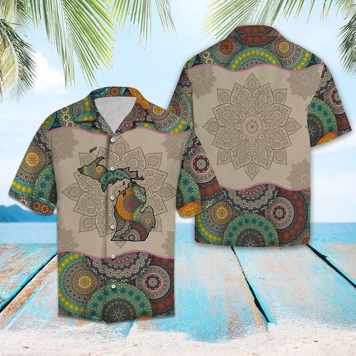 Awesome Michigan Mandala Hawaiian Shirt Summer Button Up Awesome Michigan Mandala Hawaiian Shirt Summer Button Up