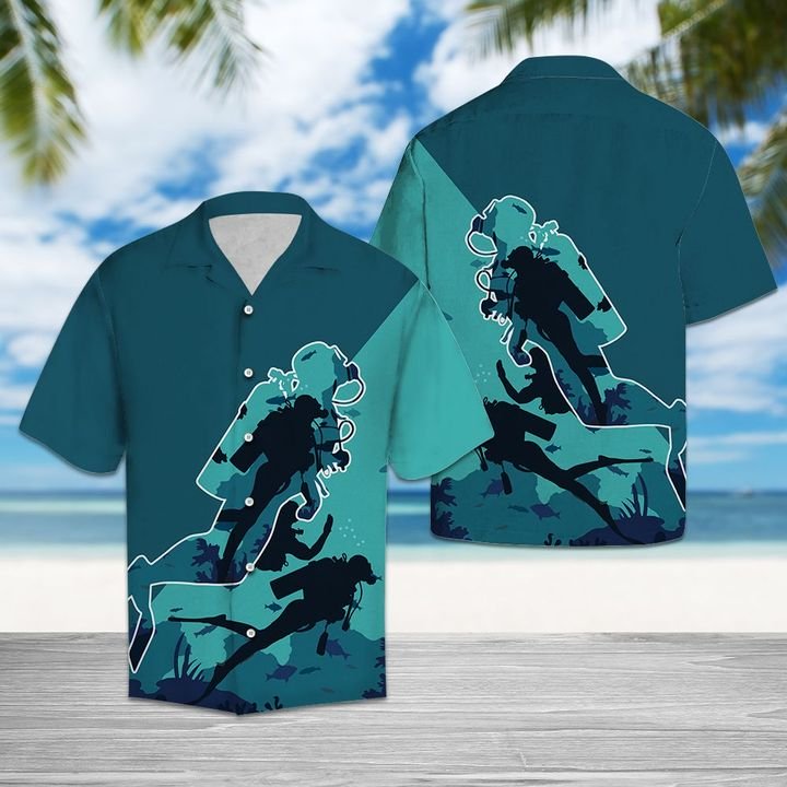 Awesome Scuba Diving Hawaiian Shirt Summer Button Up Awesome Scuba Diving Hawaiian Shirt Summer Button Up