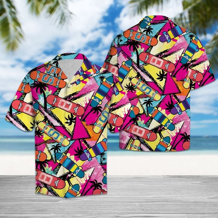 Awesome Skateboard Hawaiian Shirt Summer Button Up Awesome Skateboard Hawaiian Shirt Summer Button Up