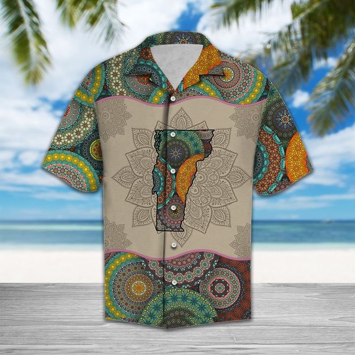 Awesome Vermont Mandala Hawaiian Shirt Summer Button Up Awesome Vermont Mandala Hawaiian Shirt Summer Button Up
