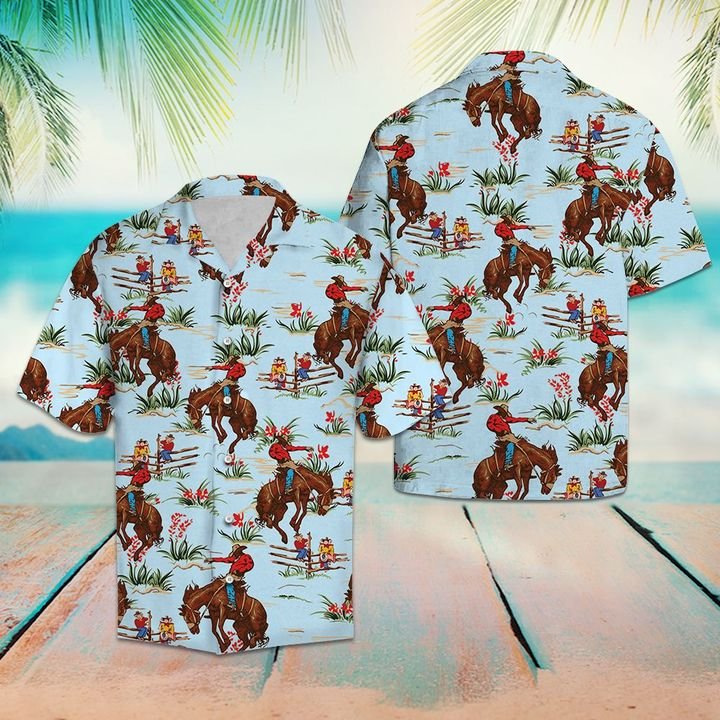 Awesome Western Cowboy Hawaiian Shirt Summer Button Up Awesome Western Cowboy Hawaiian Shirt Summer Button Up