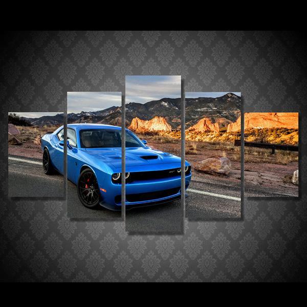 B5 Blue Dodge Challenger R/T Srt Hellcat - Automative 5 Panel Canvas Art Wall Decor B5 Blue Dodge Challenger R/T Srt Hellcat - Automative 5 Panel Canvas Art Wall Decor
