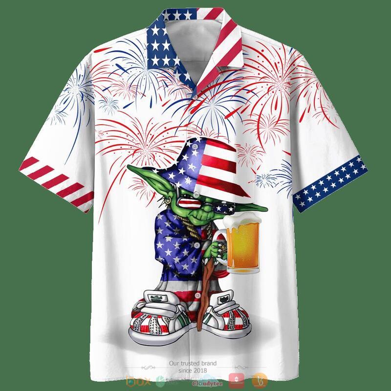 Baby Yoda Star Wars With Beer America Hawaiian Shirt Baby Yoda Star Wars With Beer America Hawaiian Shirt
