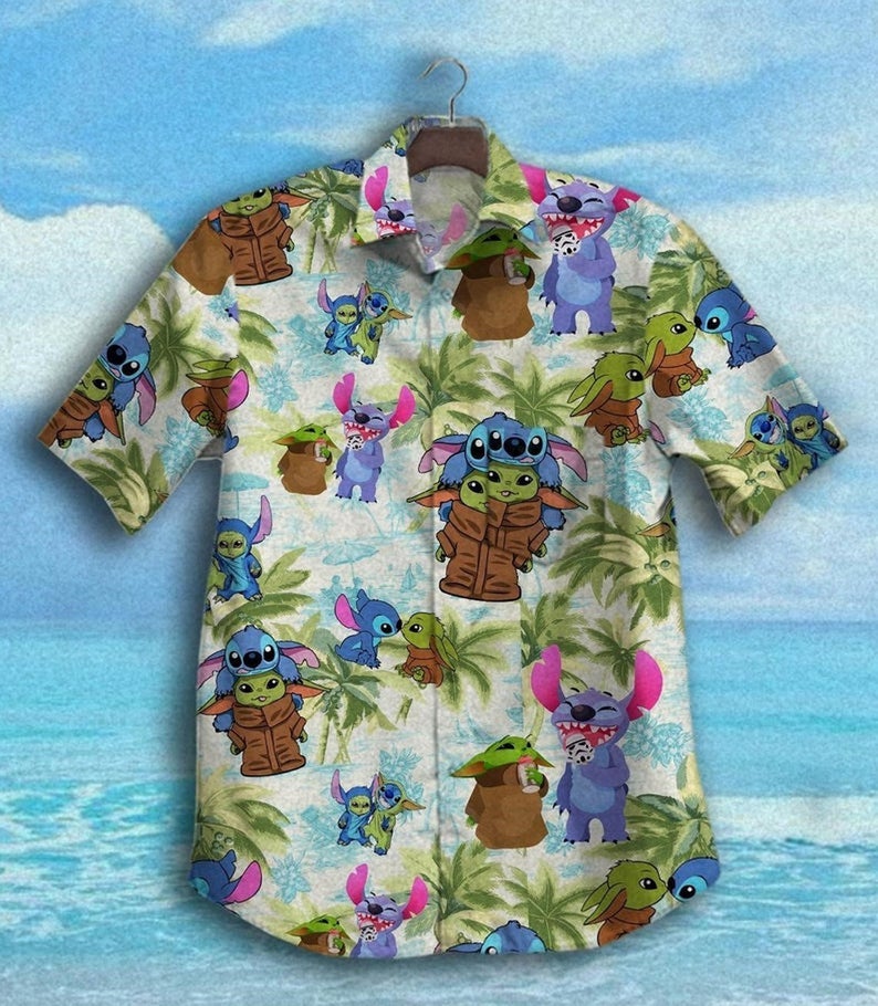 Baby Yoda Stitch Lilo Hawaiian Shirt Baby Yoda Stitch Lilo Hawaiian Shirt