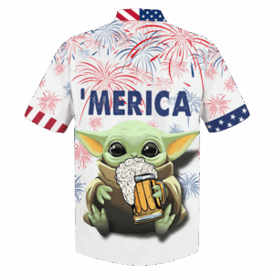 Baby Yoda With Beer Merica Hawaiian Shirt
