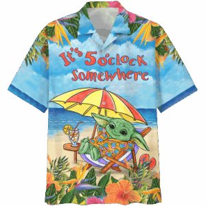 Baby Yoday On The Beach Its 5 O Clock Somewhere Hawaiian Shirt