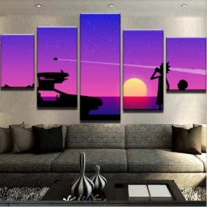 Back To The Future Abstract Movie - Cartoon 5 Panel Canvas Art Wall Decor