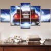 Back To The Future Delorean Outatime -Automative 5 Panel Canvas Art Wall Decor