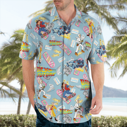 Back To The Future Pattern Hawaiian Shirt Back To The Future Pattern Hawaiian Shirt