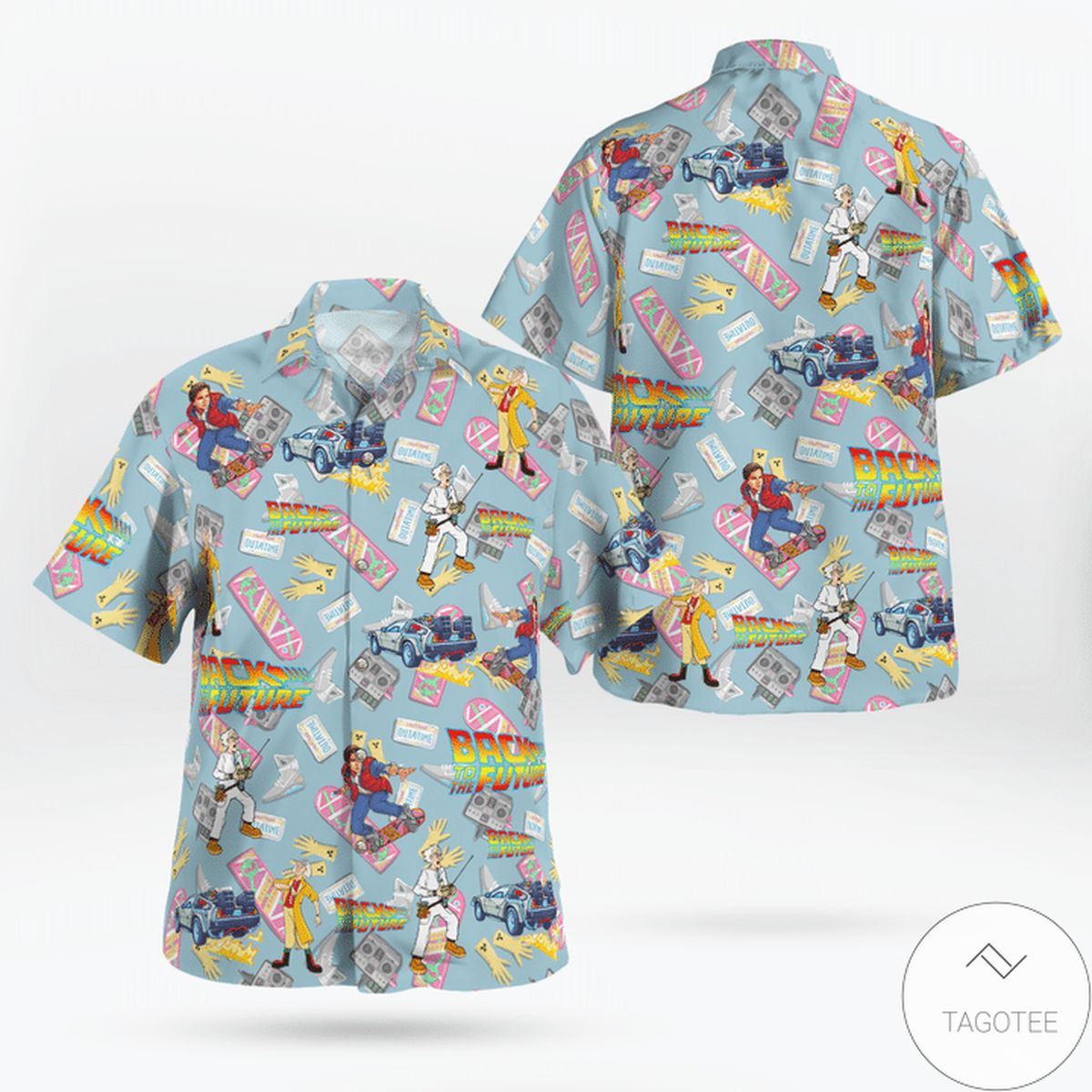 Back To The Future Pattern Hawaiian Shirt Back To The Future Pattern Hawaiian Shirt