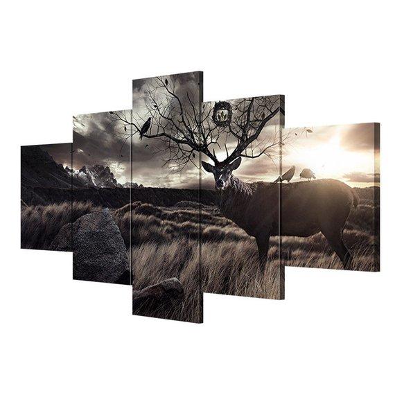 Badlands Deer - Animal 5 Panel Canvas Art Wall Decor Badlands Deer - Animal 5 Panel Canvas Art Wall Decor