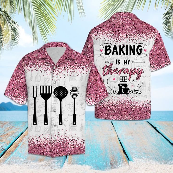 Baking Is My Therapy Hawaiian Shirt Summer Button Up Baking Is My Therapy Hawaiian Shirt Summer Button Up