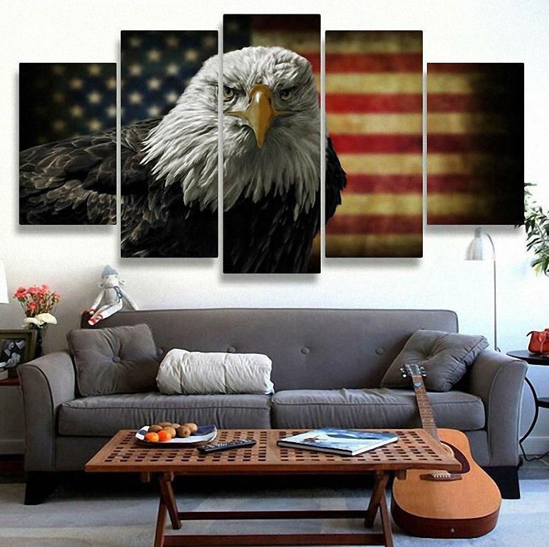 Bald Eagle American Flag - Animal 5 Panel Canvas Art Wall Decor Bald Eagle American Flag - Animal 5 Panel Canvas Art Wall Decor