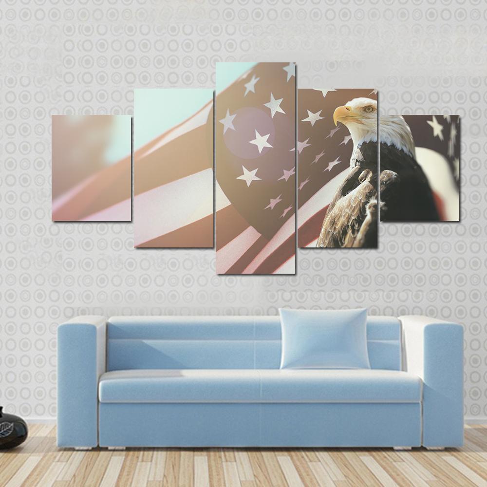 Bald Eagle - Symbol Of Freedom - Animal 5 Panel Canvas Art Wall Decor Bald Eagle - Symbol Of Freedom - Animal 5 Panel Canvas Art Wall Decor
