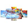 Balloon Whale - Abstract 5 Panel Canvas Art Wall Decor