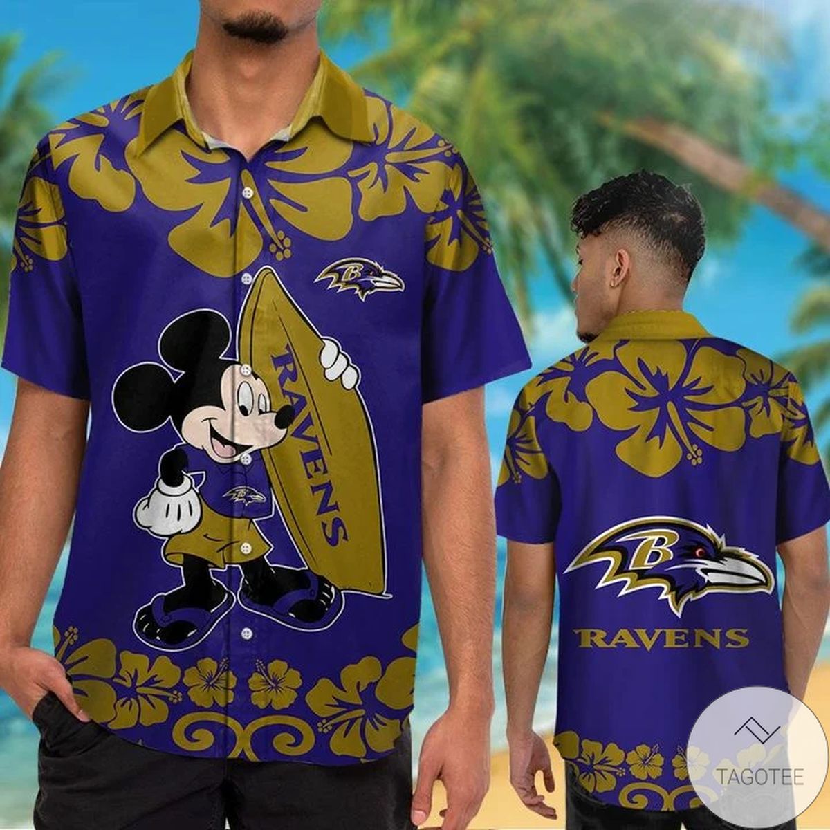 Baltimore Ravens & Mickey Mouse Hawaiian Shirt Baltimore Ravens & Mickey Mouse Hawaiian Shirt