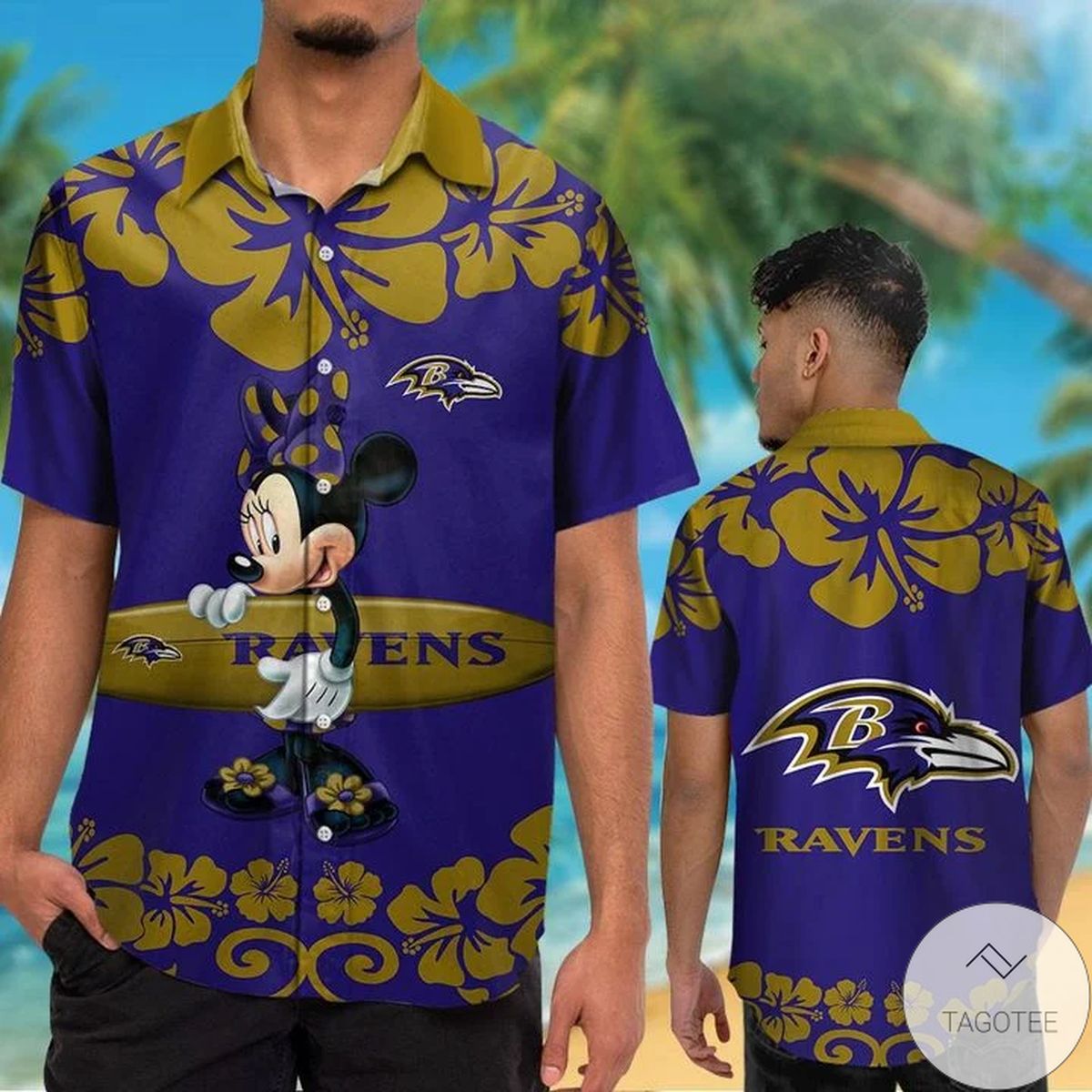 Baltimore Ravens & Minnie Mouse Hawaiian Shirt Baltimore Ravens & Minnie Mouse Hawaiian Shirt