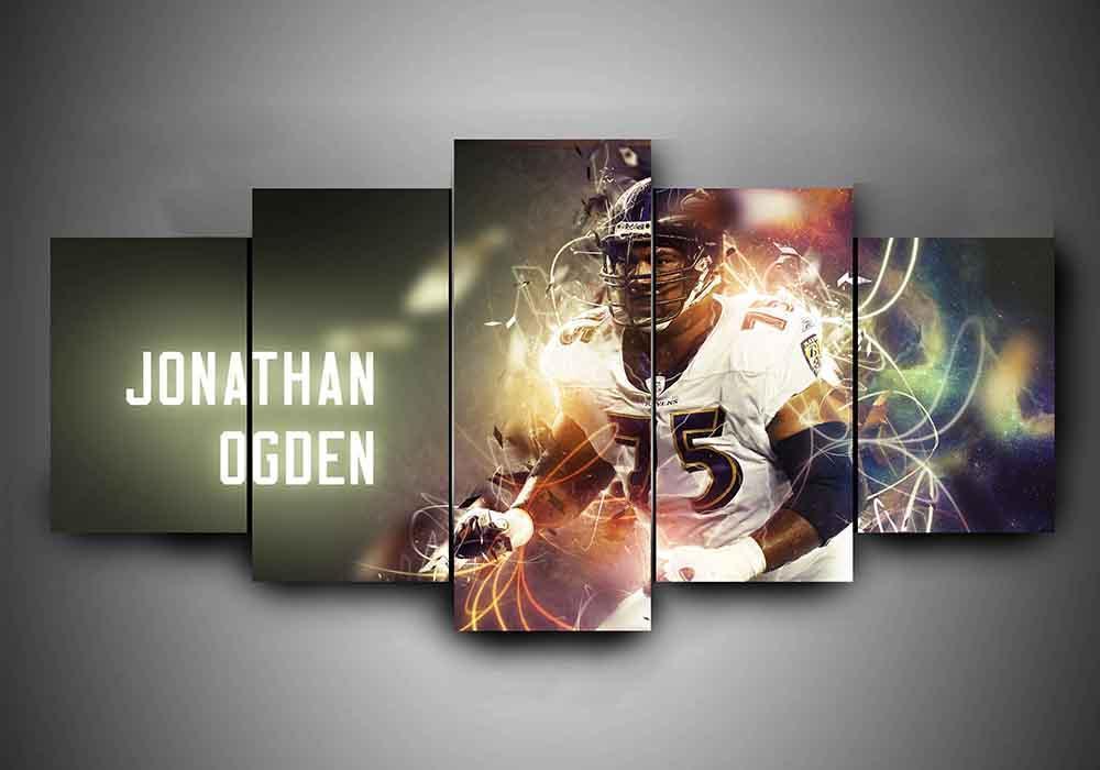 Baltimore Ravens - Jonathan Ogden - Sport 5 Panel Canvas Art Wall Decor Baltimore Ravens - Jonathan Ogden - Sport 5 Panel Canvas Art Wall Decor