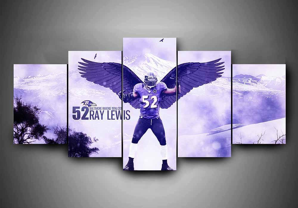 Baltimore Ravens - Ray Lewis #2 - Sport 5 Panel Canvas Art Wall Decor Baltimore Ravens - Ray Lewis #2 - Sport 5 Panel Canvas Art Wall Decor
