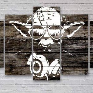Banksy Yoda - Music 5 Panel Canvas Art Wall Decor
