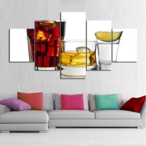 Bar Drinks - Kitchen 5 Panel Canvas Art Wall Decor