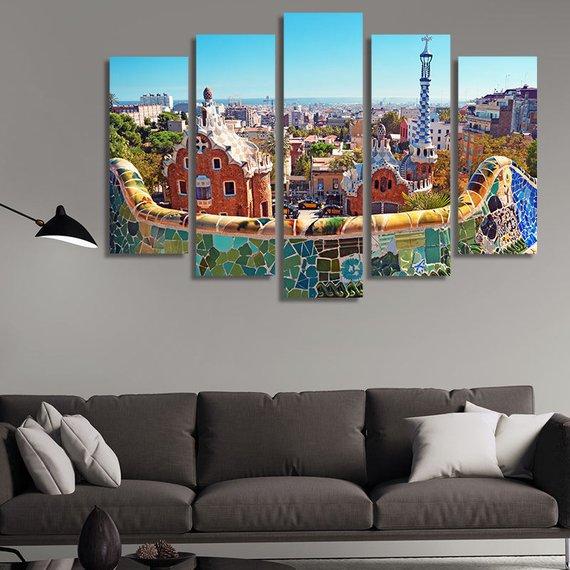 Barcelona 01 - Nature 5 Panel Canvas Art Wall Decor Barcelona 01 - Nature 5 Panel Canvas Art Wall Decor