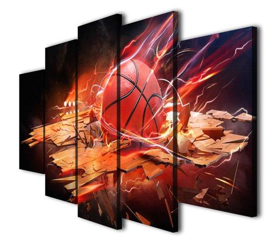 Basketball Ball - Sport 5 Panel Canvas Art Wall Decor Basketball Ball - Sport 5 Panel Canvas Art Wall Decor
