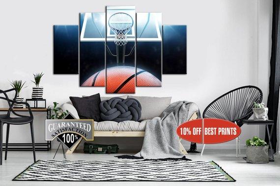 Basketball Basket 2 - Sport 5 Panel Canvas Art Wall Decor Basketball Basket 2 - Sport 5 Panel Canvas Art Wall Decor