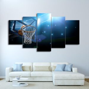 Basketball Basket Goal 1 - Sport 5 Panel Canvas Art Wall Decor