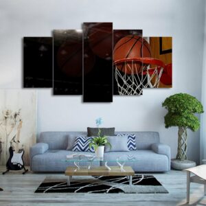 Basketball Basket Goal - Sport 5 Panel Canvas Art Wall Decor