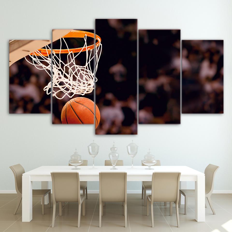 Basketball Circle 1 - Sport 5 Panel Canvas Art Wall Decor Basketball Circle 1 - Sport 5 Panel Canvas Art Wall Decor