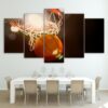 Basketball Circle 2 - Sport 5 Panel Canvas Art Wall Decor