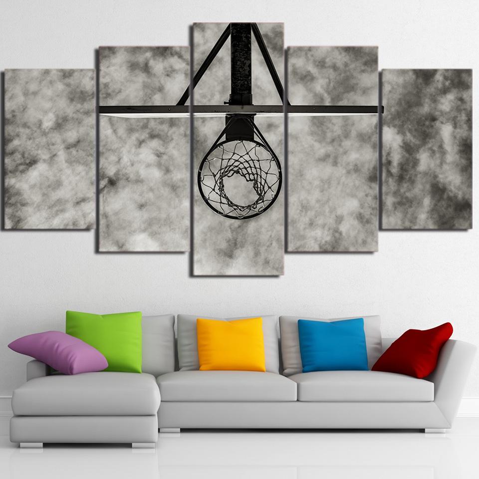 Basketball Circle - Sport 5 Panel Canvas Art Wall Decor Basketball Circle - Sport 5 Panel Canvas Art Wall Decor