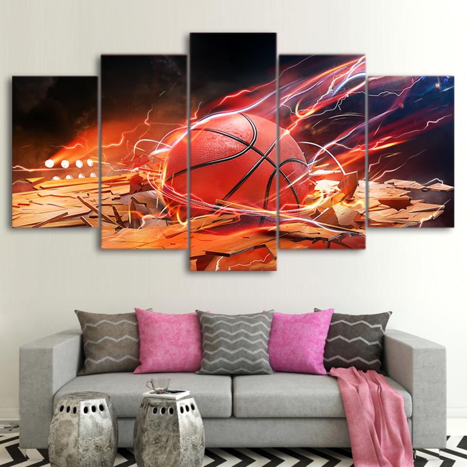 Basketball Energy Flame 01 - Sport 5 Panel Canvas Art Wall Decor Basketball Energy Flame 01 - Sport 5 Panel Canvas Art Wall Decor