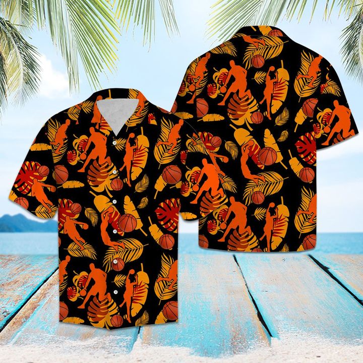 Basketball Orange Hawaiian Shirt Summer Button Up Basketball Orange Hawaiian Shirt Summer Button Up