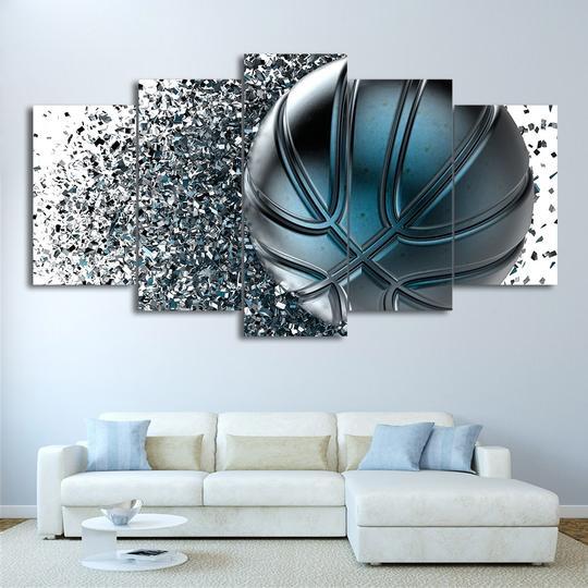 Basketball - Abstract 5 Panel Canvas Art Wall Decor Basketball - Abstract 5 Panel Canvas Art Wall Decor