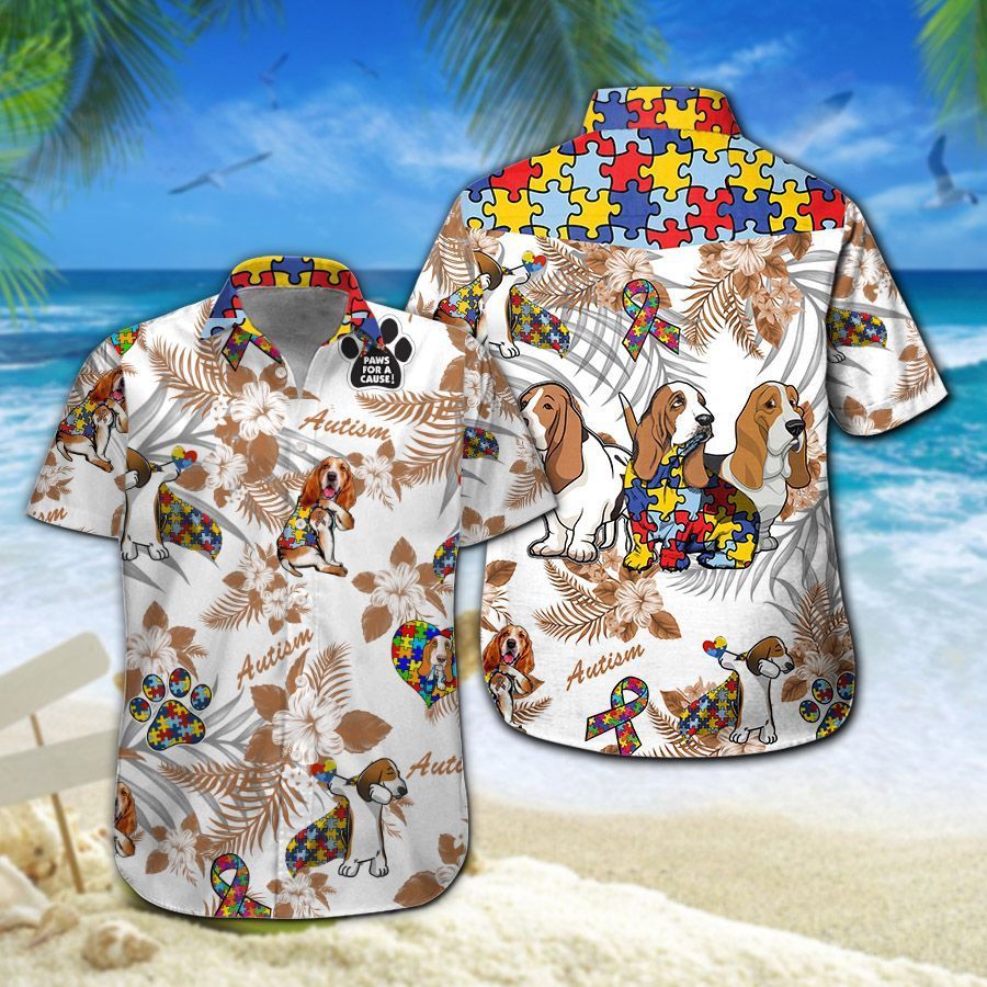 Basset Hound Autism Hawaiian Shirt Summer Button Up Basset Hound Autism Hawaiian Shirt Summer Button Up