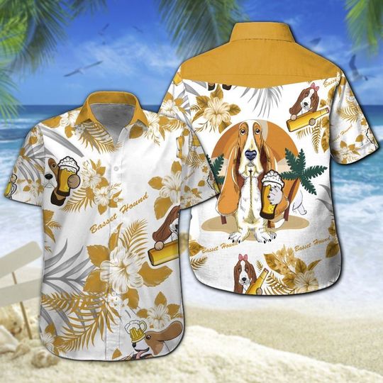 Basset Hound Beer Hawaiian Shirt Summer Button Up Basset Hound Beer Hawaiian Shirt Summer Button Up