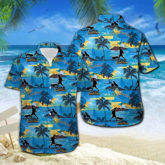 Basset Hound Hawaiian Shirt Summer Button Up Basset Hound Hawaiian Shirt Summer Button Up