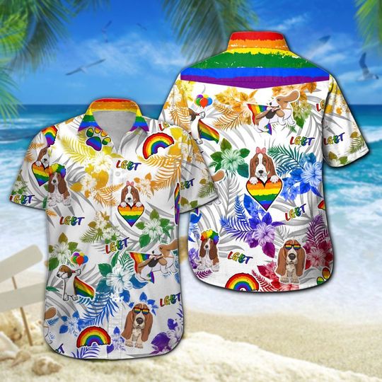 Basset Hound Lgbt Hawaiian Shirt Summer Button Up Basset Hound Lgbt Hawaiian Shirt Summer Button Up