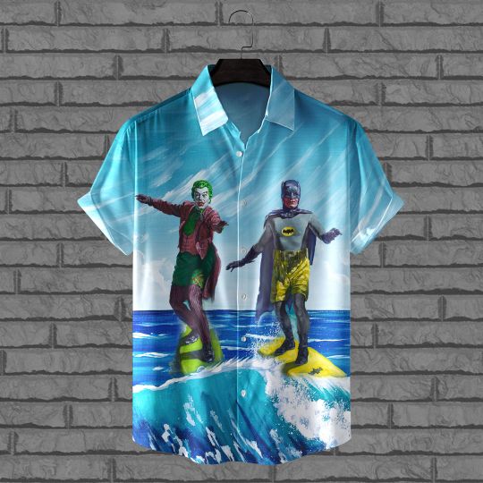 Batman And Joker Surfing Hawaiian Shirt Batman And Joker Surfing Hawaiian Shirt