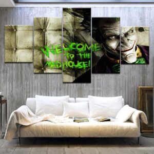 Batman Arkham Asylum Dark Knight Joker - Dc 5 Panel Canvas Art Wall Decor
