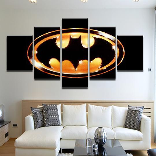 Batman Logo - Dc 5 Panel Canvas Art Wall Decor Batman Logo - Dc 5 Panel Canvas Art Wall Decor